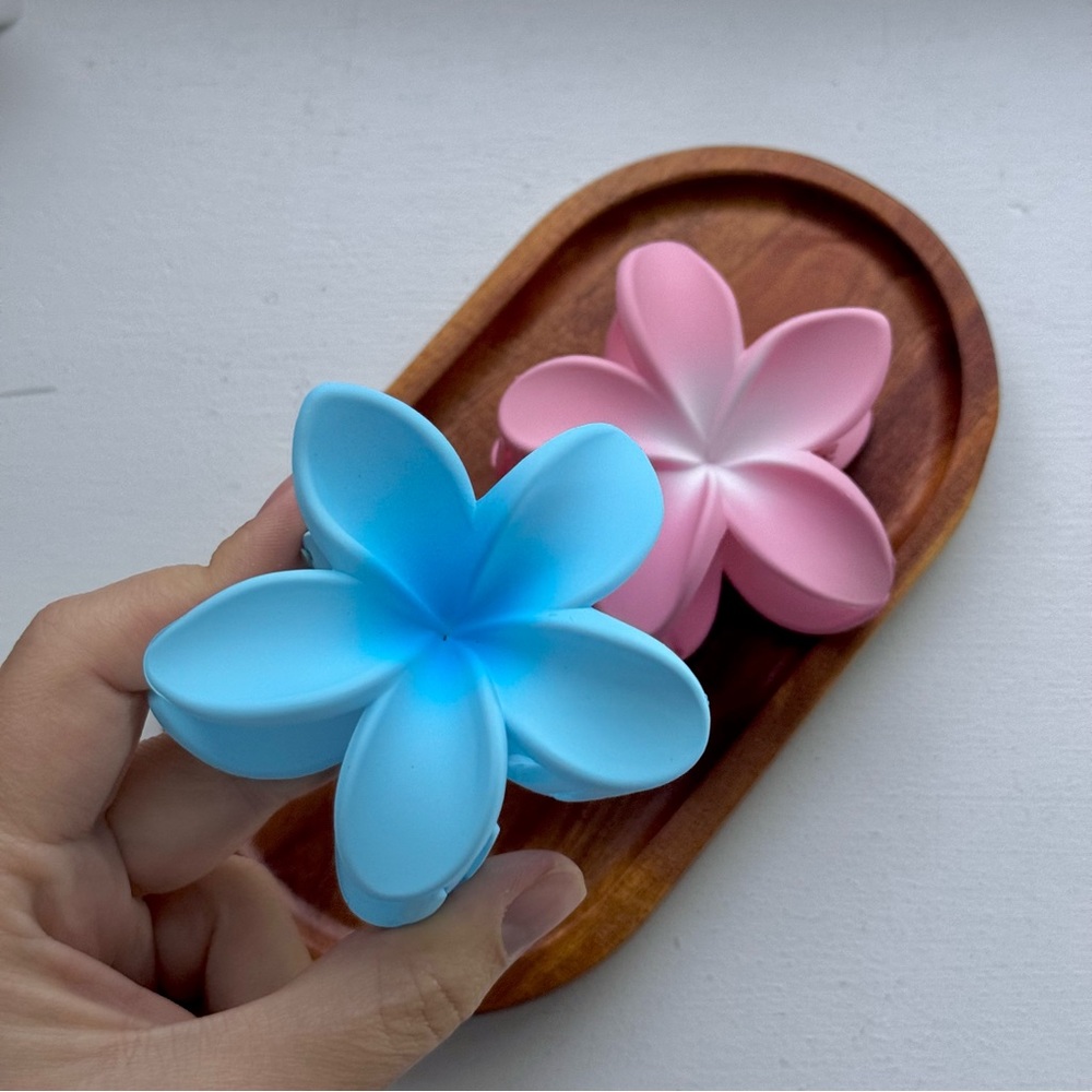 Blue and Pink Flower hair clips